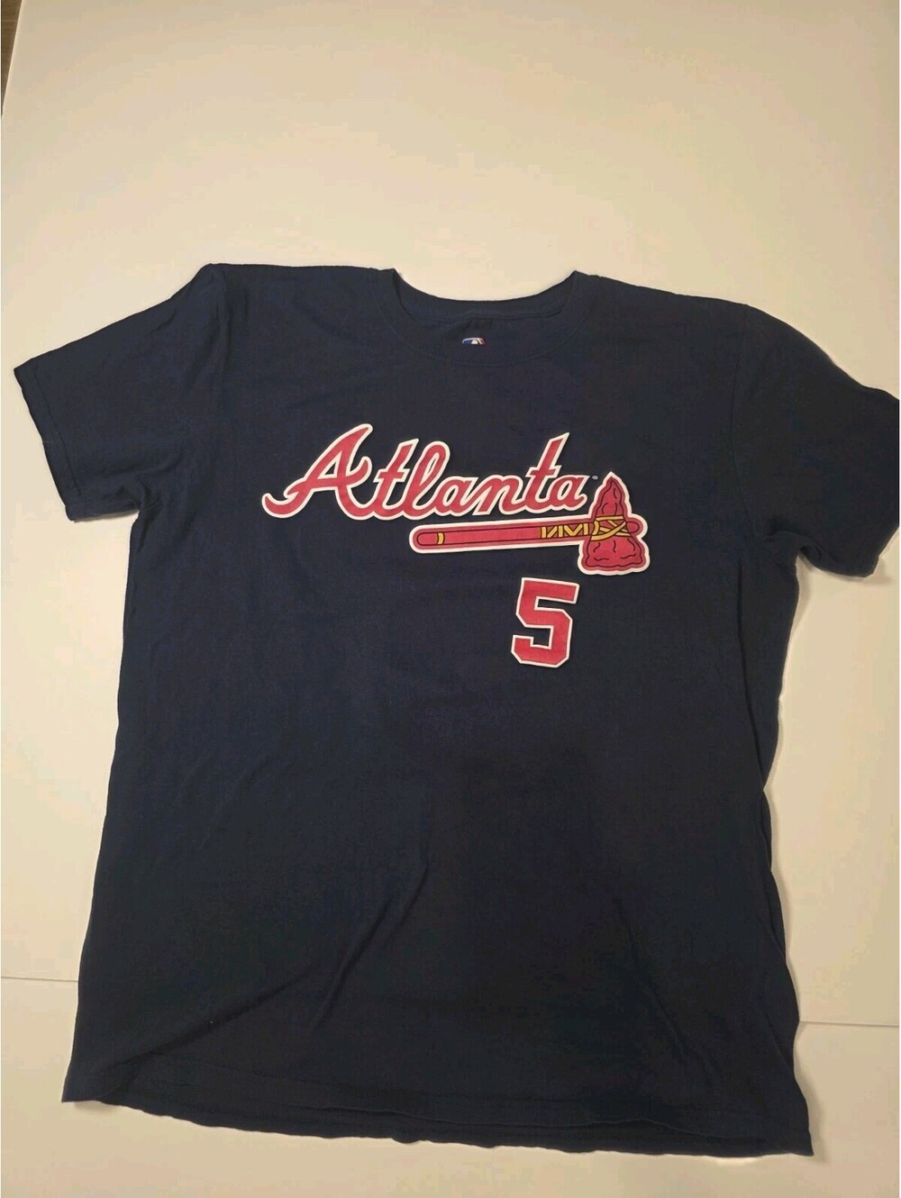 MLB Atlanta Braves Freddie Freeman #5 Navy Blue T-Shirt Men's Size Large
